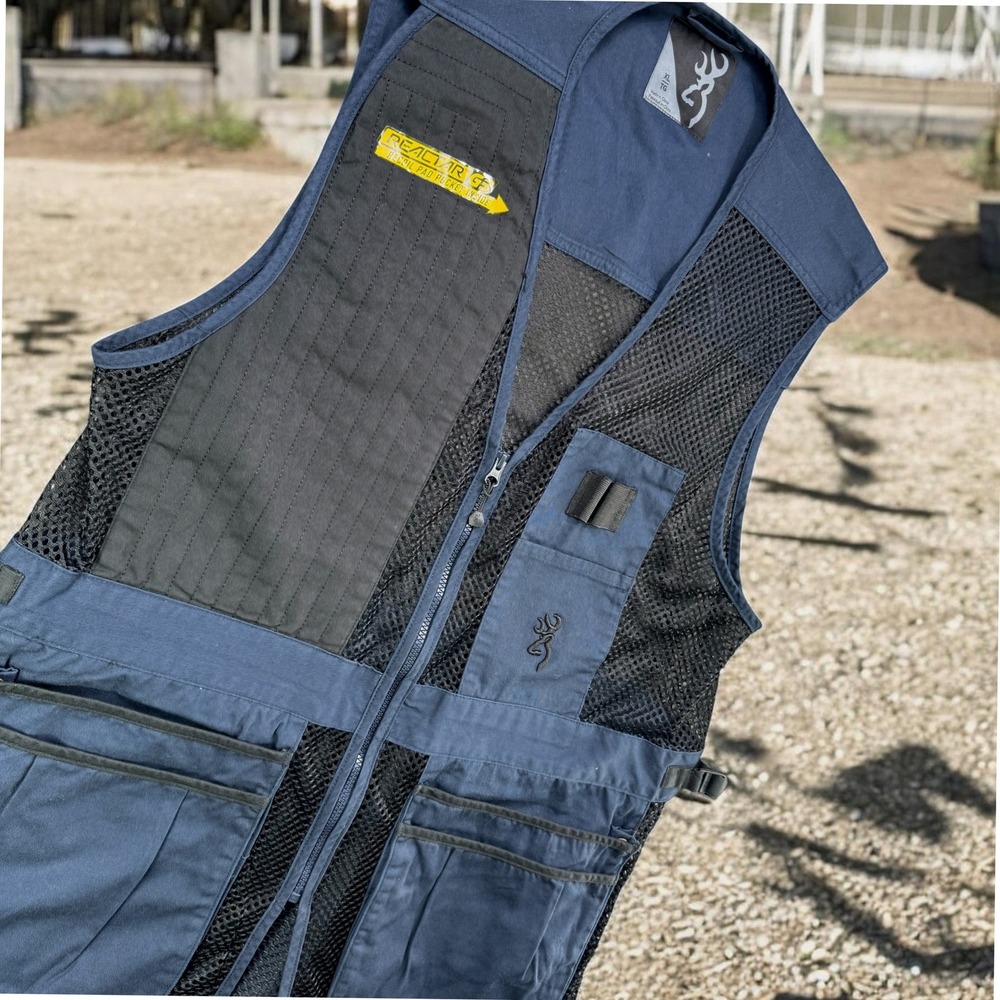 New Browning Trapper Creek Shooting Vest Men XL Navy Reactar G3 Recoil Pocket